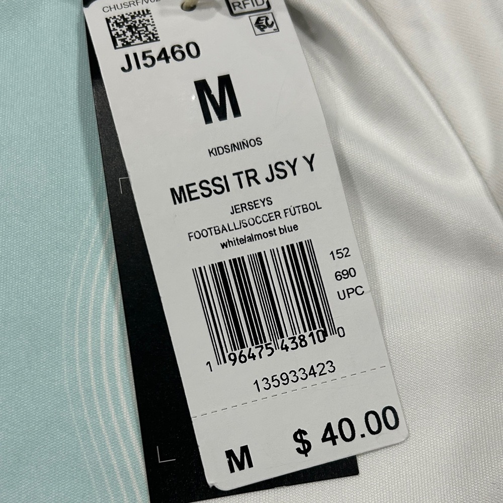 Adidas Messi Training Jersey Kids White Blue JI5460 Size M 11-12Y Soccer Shirt - Picture 5 of 6